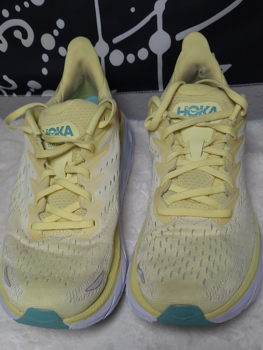 Hoka Clifton 8 Women's Yellow Shoes with Aqua and Coral Accents Size 9 1119394 - Picture 9 of 9